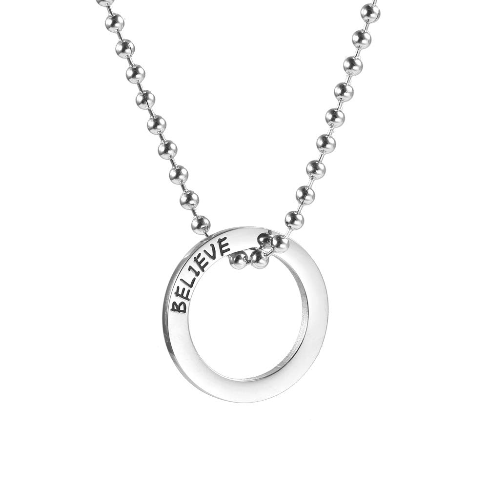 Believe Charm Necklace - Circle Washer Pendant Jewelry for Teens, Women - Inspirational Gift for Birthday, Graduation, Christmas | Perfect for Everyday Wear & Special Occasions