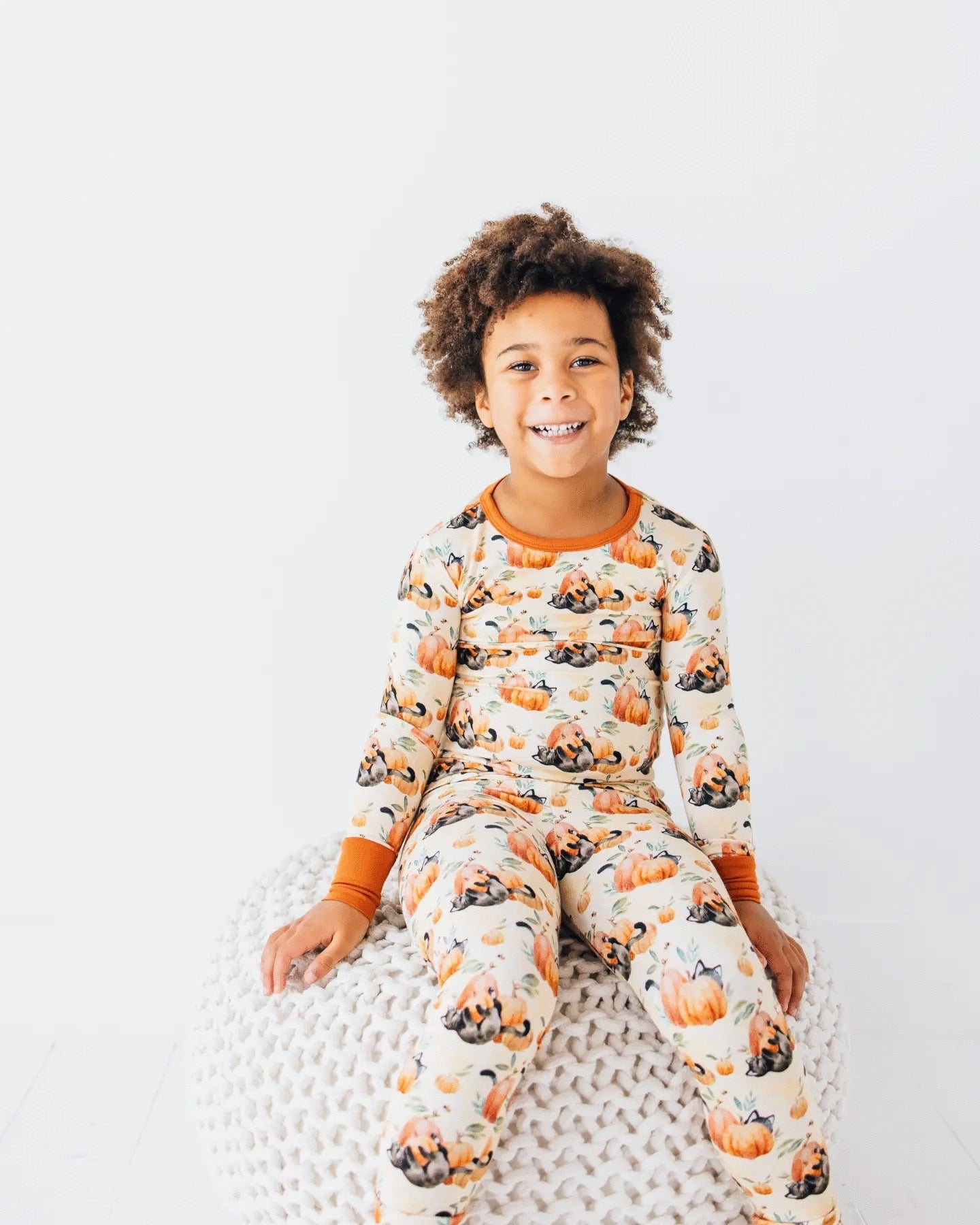 Cat O Lantern Two Piece Pajama Set - Halloween Cat Costume Pajamas for Women & Girls - Cozy Matching Sleepwear for Fall & Halloween Parties