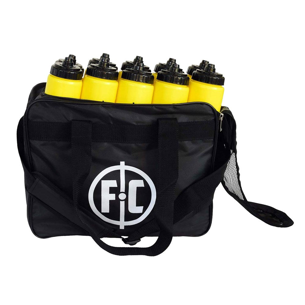 FC Bottle Bag with 10 Reusable Drink Bottles - Insulated Cooler Bag for Sports, Gym, Hiking & Outdoor Activities