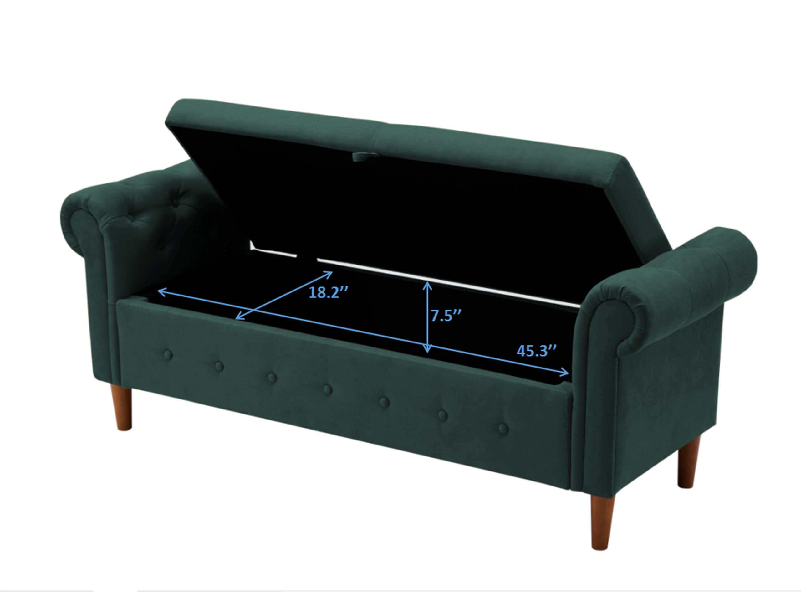 Yoglad Olive Green Multifunctional Storage Ottoman Bench - Rectangular Sofa Stool with Armrest, Contemporary Rolled Arm Design for Living Room, Bedroom & Home Decor (Perfect for Extra Seating & Hidden Storage)