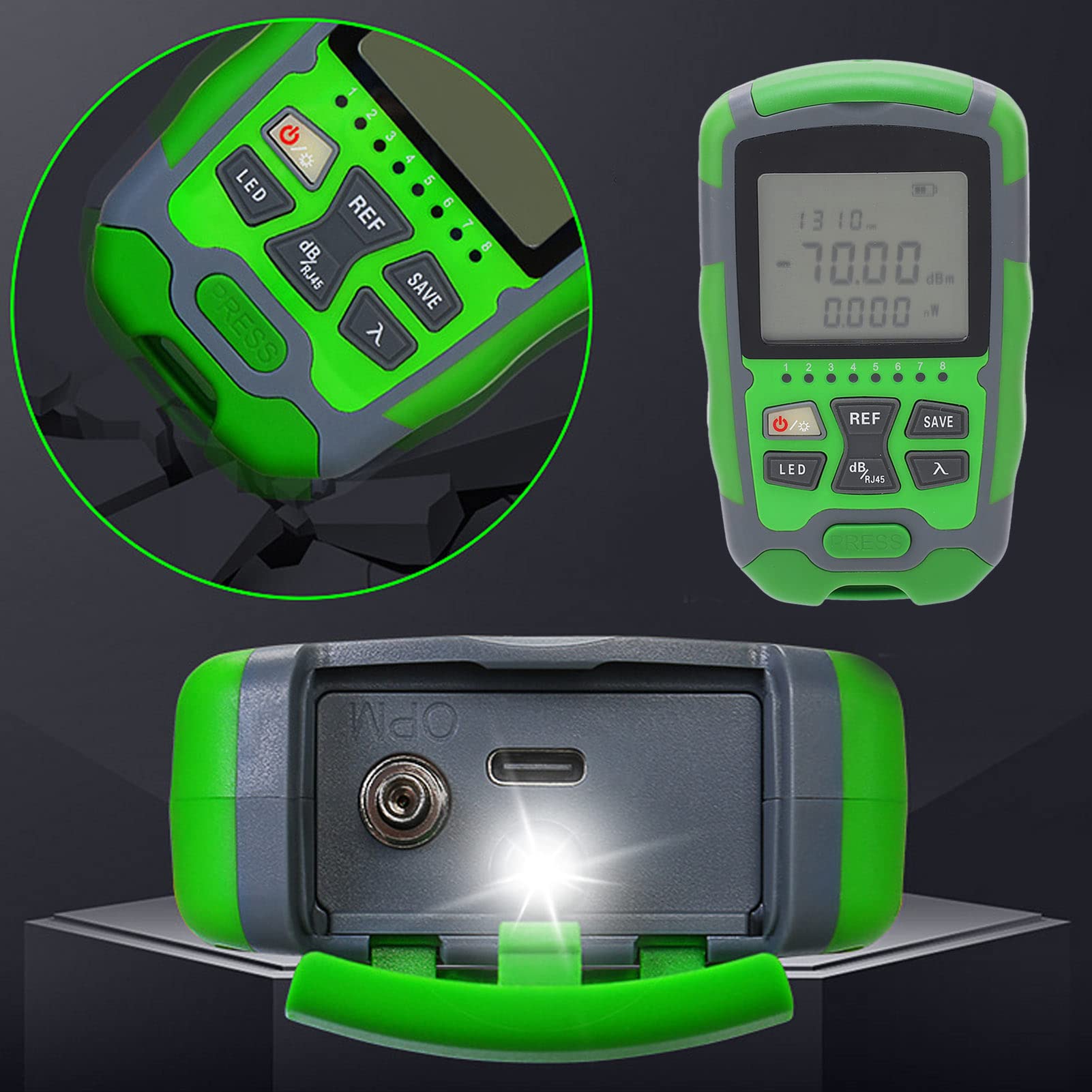 850-1700nm Digital Optical Fiber Power Meter with LCD Display | Portable Fiber Optic Cable Tester Tool | Universal Interface for Detecting Cable Faults | Ideal for Network Installation & Maintenance