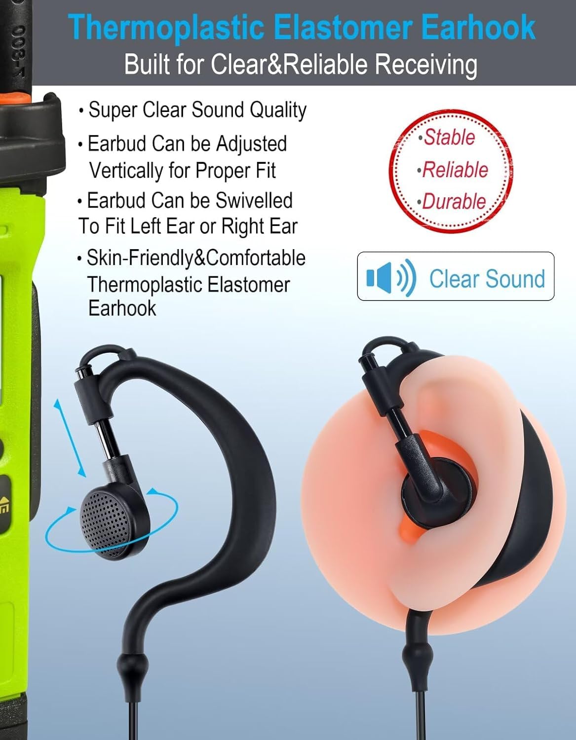 APPSTER Air Acoustic Tube Covert Earpiece with Throat Mic - Invisible In-Ear Headset for Baofeng UV5R & BF-888S Walkie Talkies | Two-Way Radio Communication | Perfect for Security, Construction & Outdoor Activities (Black)