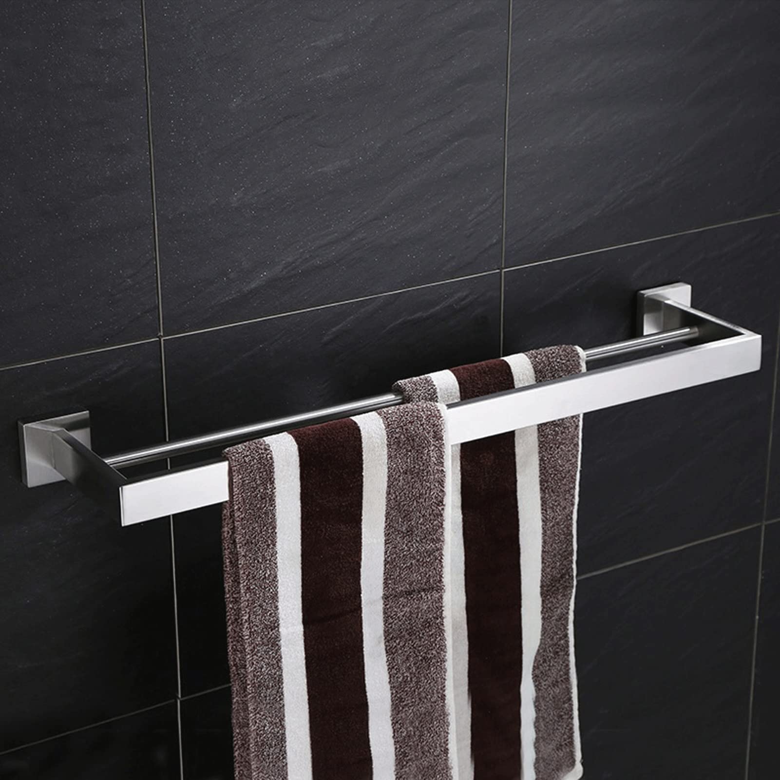Stainless Steel Wall-Mounted Towel Rack - 50/60CM Kitchen & Bathroom Storage Organizer - Mirror Chrome Finish - Perfect for Home, Hotel & Spa Use