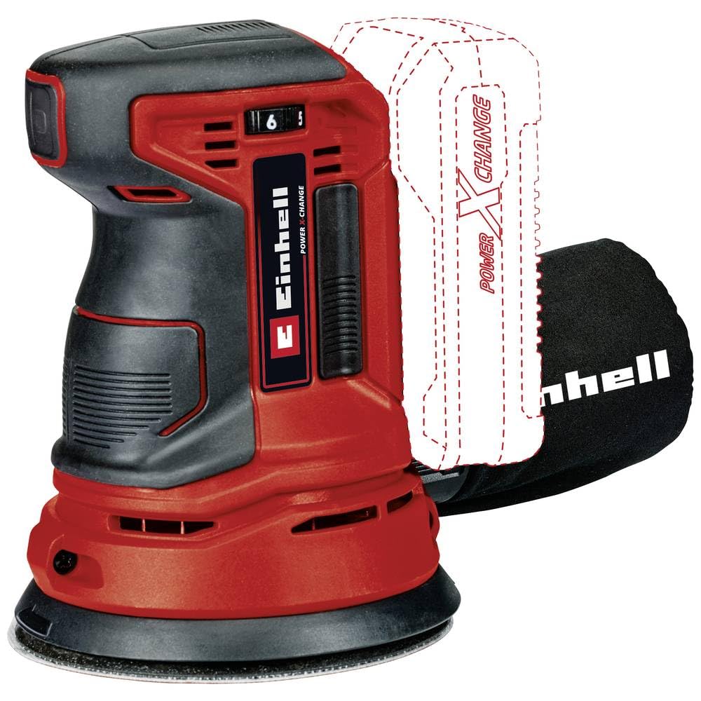 Einhell TE-RS 18 Li-Solo Power X-Change Cordless Random Orbit Sander - 18V Lithium-Ion Battery (Not Included) with Speed Control & Micro Hook-and-Loop Fastening - Includes 1x P80 Sandpaper - Perfect for Woodworking, DIY Projects & Surface Preparation