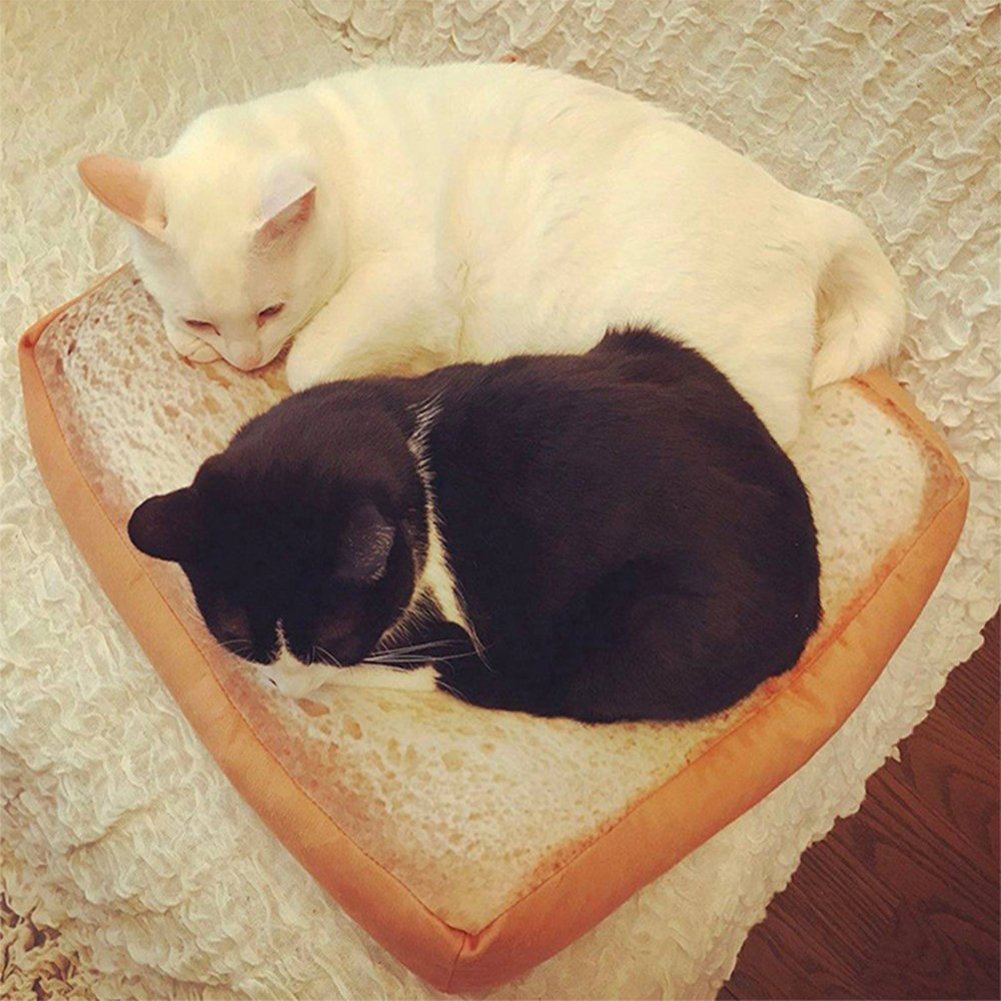 **Soft Cat Cushion Bed - Cozy Pet Mattress for Small & Medium Dogs & Cats - Plush Toast-Shaped Bedding Pad for Sleeping, Resting & Play (15.7