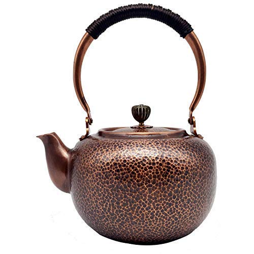 JHSHENGSHI Antique Pure Copper Teapot Set - 1300ml Handcrafted Cast Iron Kettle for Tea Brewing | Perfect for Home, Office, and Traditional Tea Ceremonies
