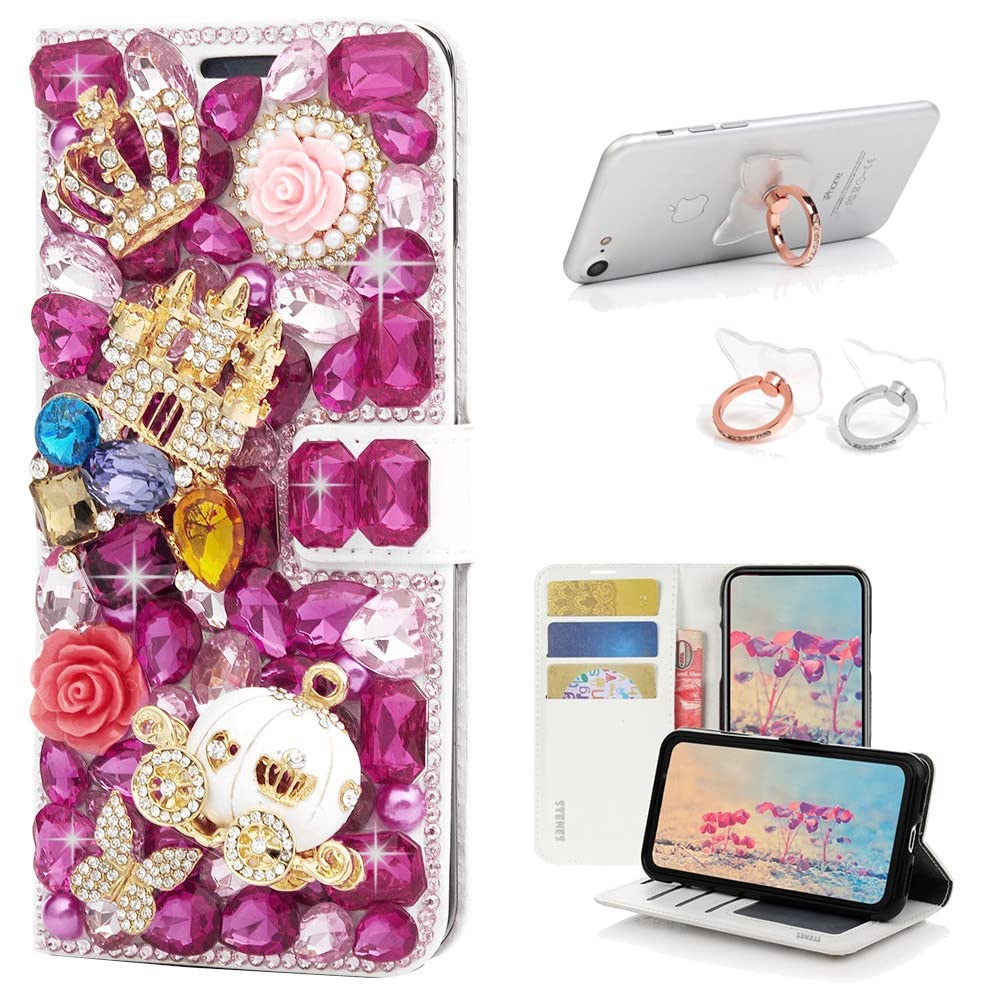 STENES Bling Wallet Case for iPhone 11 - 3D Magnetic Leather Cover with Ring Stand | Fashion Accessory for Women
