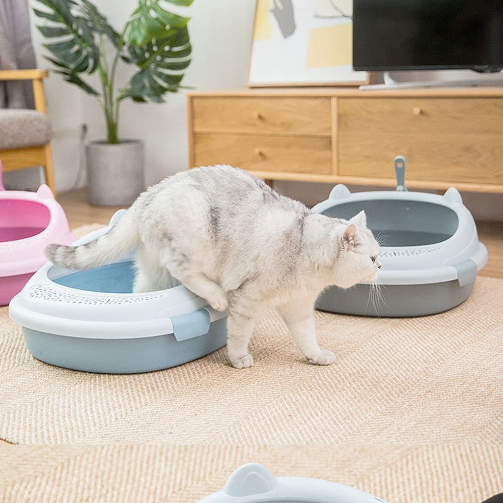 Premium Semi-Enclosed Cat Litter Box - Large Splash-Proof Design with Odor Control, Easy to Clean Kitten Litter Tray for Indoor Cats | Perfect for Small Apartments & Multi-Cat Homes (Size B)