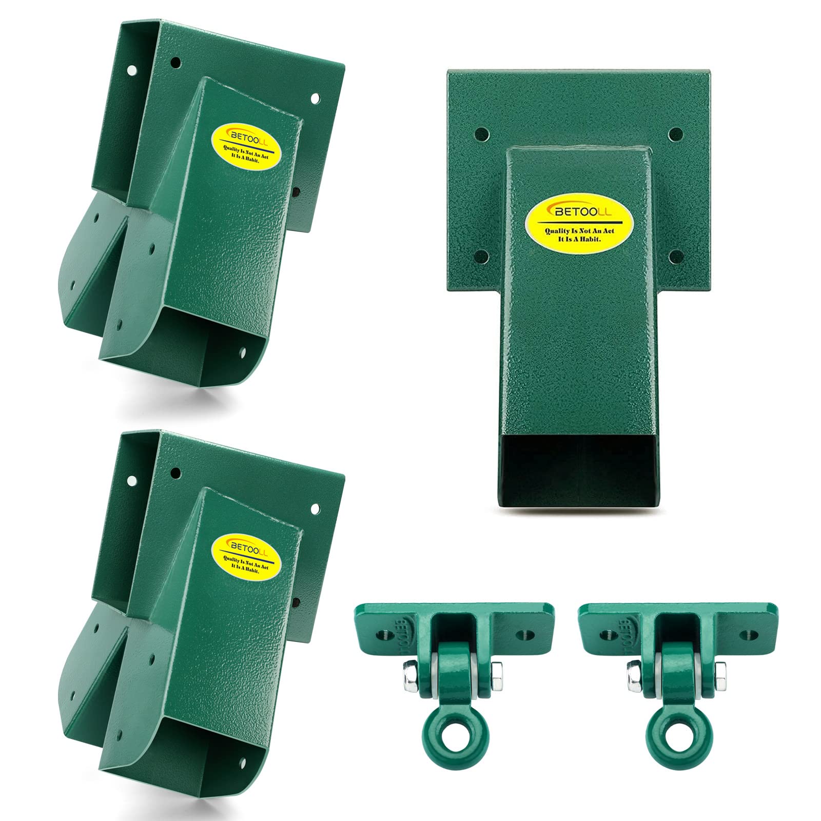 BETOOLL Heavy Duty Swing Set Brackets Kit - 1 Set Brackets, 1 Middle Bracket & 2 Pairs Green Swing Hangers for Outdoor Playsets, Backyard Swings, Tree Swings - Perfect for Kids Playground, Garden, Park Installation