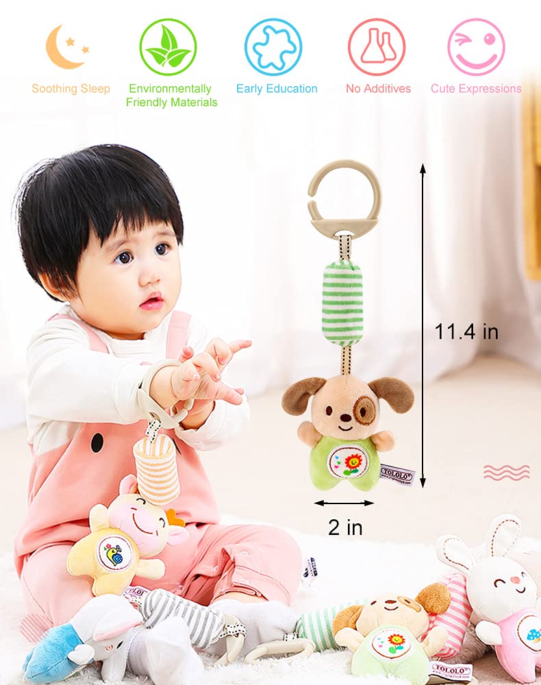 Montessori Baby Hanging Toys - 4 Pack for Car Seat & Stroller - Sensory Toys for Newborns & Toddlers 3+ Months - Travel Essential