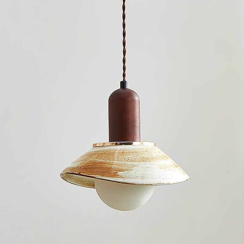Handmade Ceramic Pendant Light with Cup Lid Design - Modern Boho Ceiling Fixture for Kitchen, Dining Room & Cafe Decor