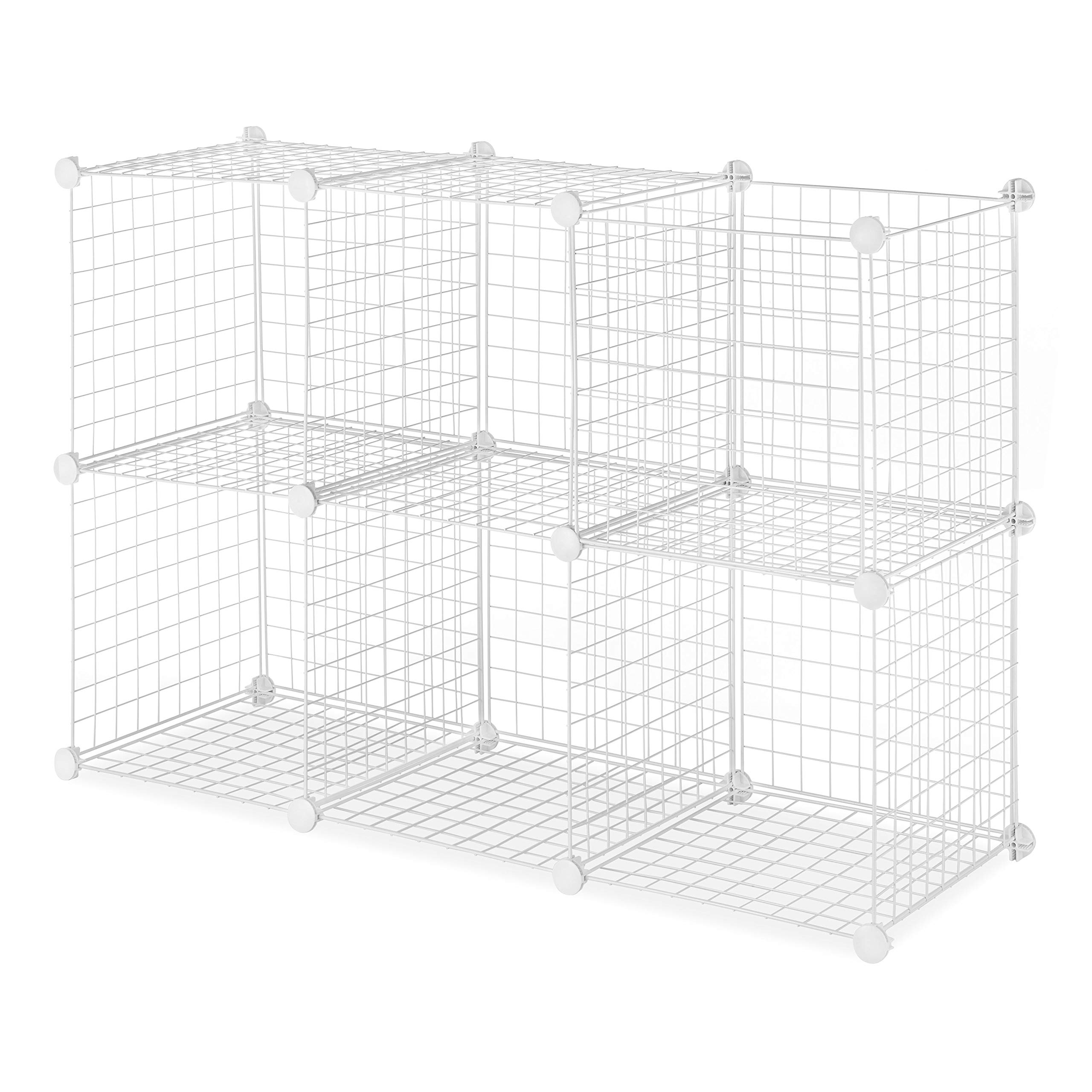 Whitmor 4-Pack Stackable Interlocking Wire Storage Cubes - White | Organize Closet, Pantry, Garage & Office | Heavy Duty Shelving for Home Organization