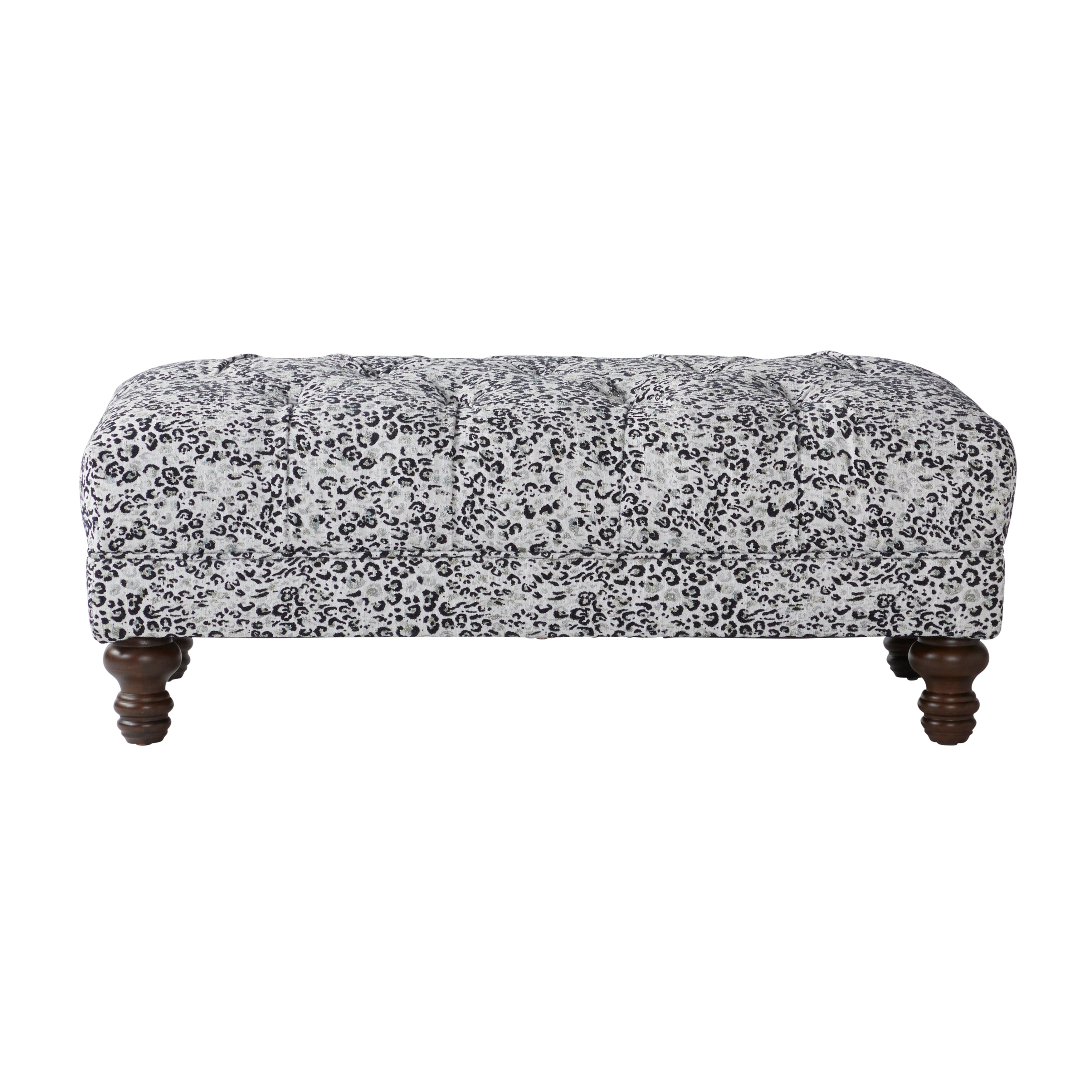 Roundhill Furniture Charbilia Fabric Tufted Cocktail Ottoman in Dexter Geyser - Stylish Living Room Footrest & Coffee Table for Modern Home Decor