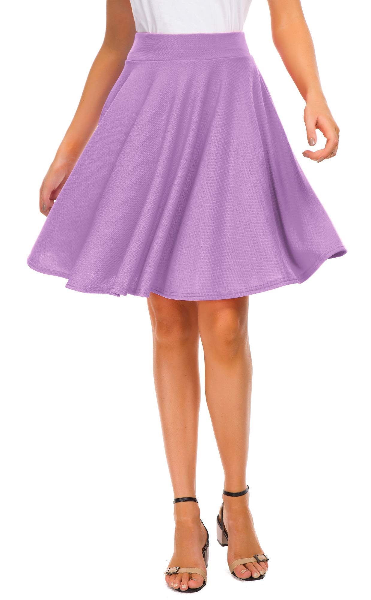 Women's Stretchy Flared Mini Skater Skirt - A-Line Pleated Midi Skirt for Casual Wear, Work & Date Night Outfits | Comfortable Stretch Fabric for Everyday Style