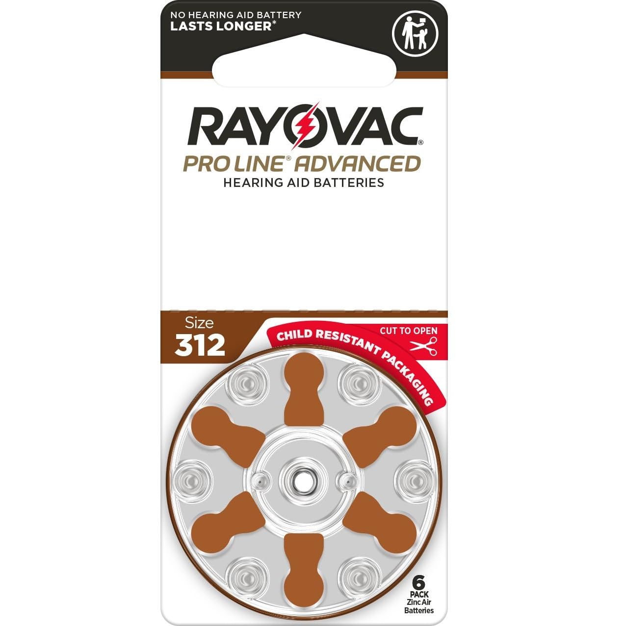 Rayovac Proline Advanced Hearing Aid Batteries Size 312 - 48 Pack | Longest Lasting Hearing Aid Battery | Child-Safe Packaging | Perfect for Travel & Daily Use