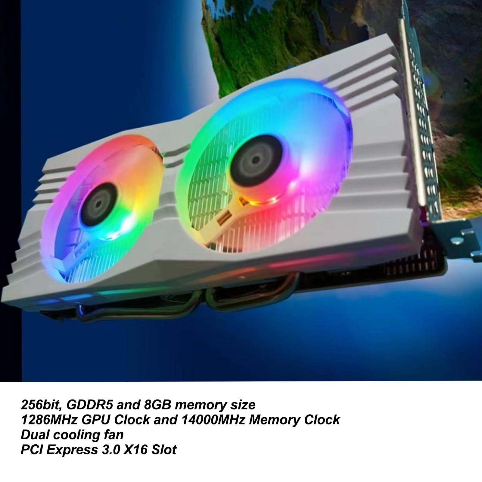 8GB GDDR5 256-bit Gaming Graphics Card with Dual Cooling Fans & Copper Tube - 1286MHz GPU, 7000MHz Memory, 4K 4096x2160 Resolution - Perfect for High-Performance Gaming & VR on Desktop PCs
