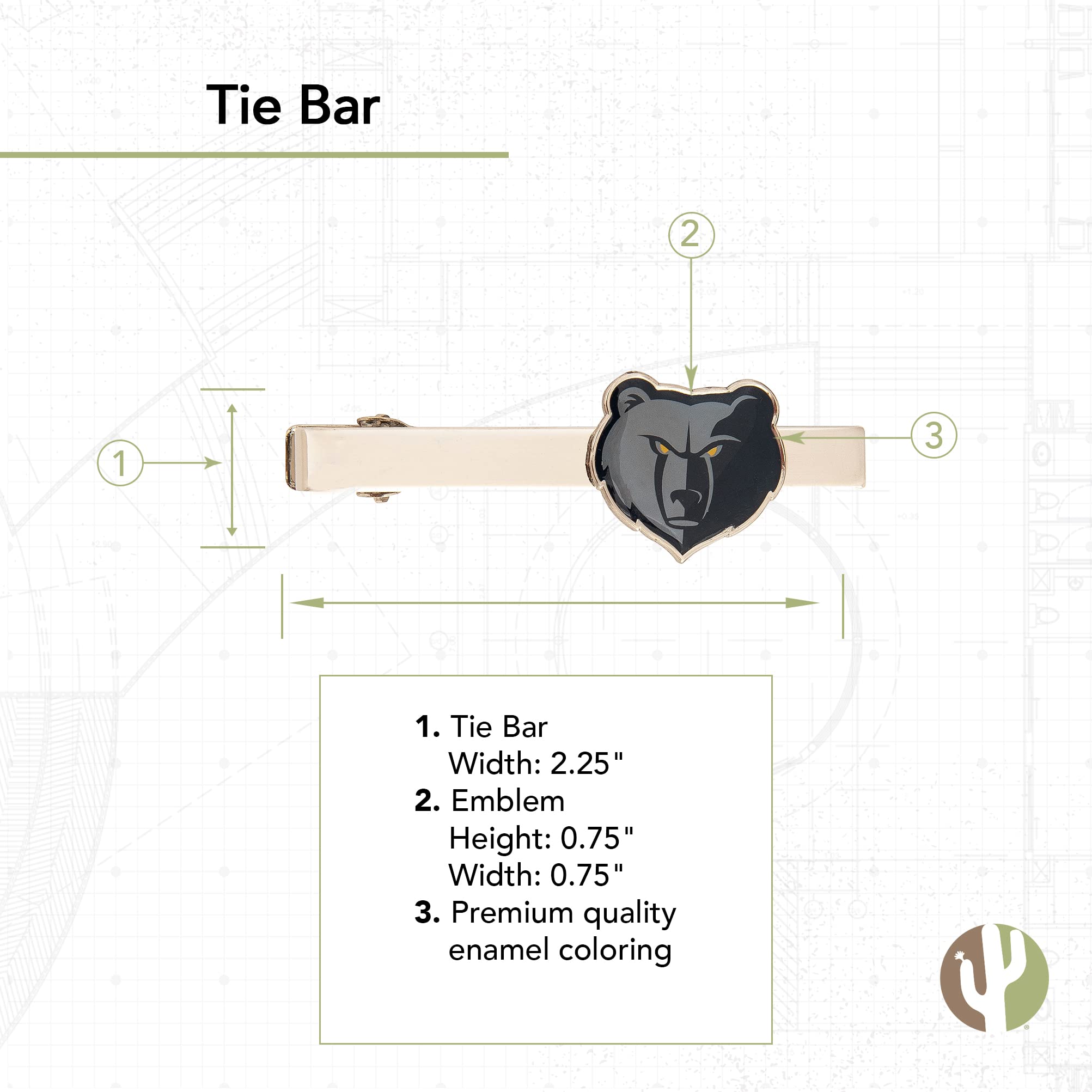 Desert Cactus Memphis Grizzlies Tie Bar Clip - Official NBA Basketball Association Logo Tie Accessory for Men | Perfect for Business, Weddings & Formal Events