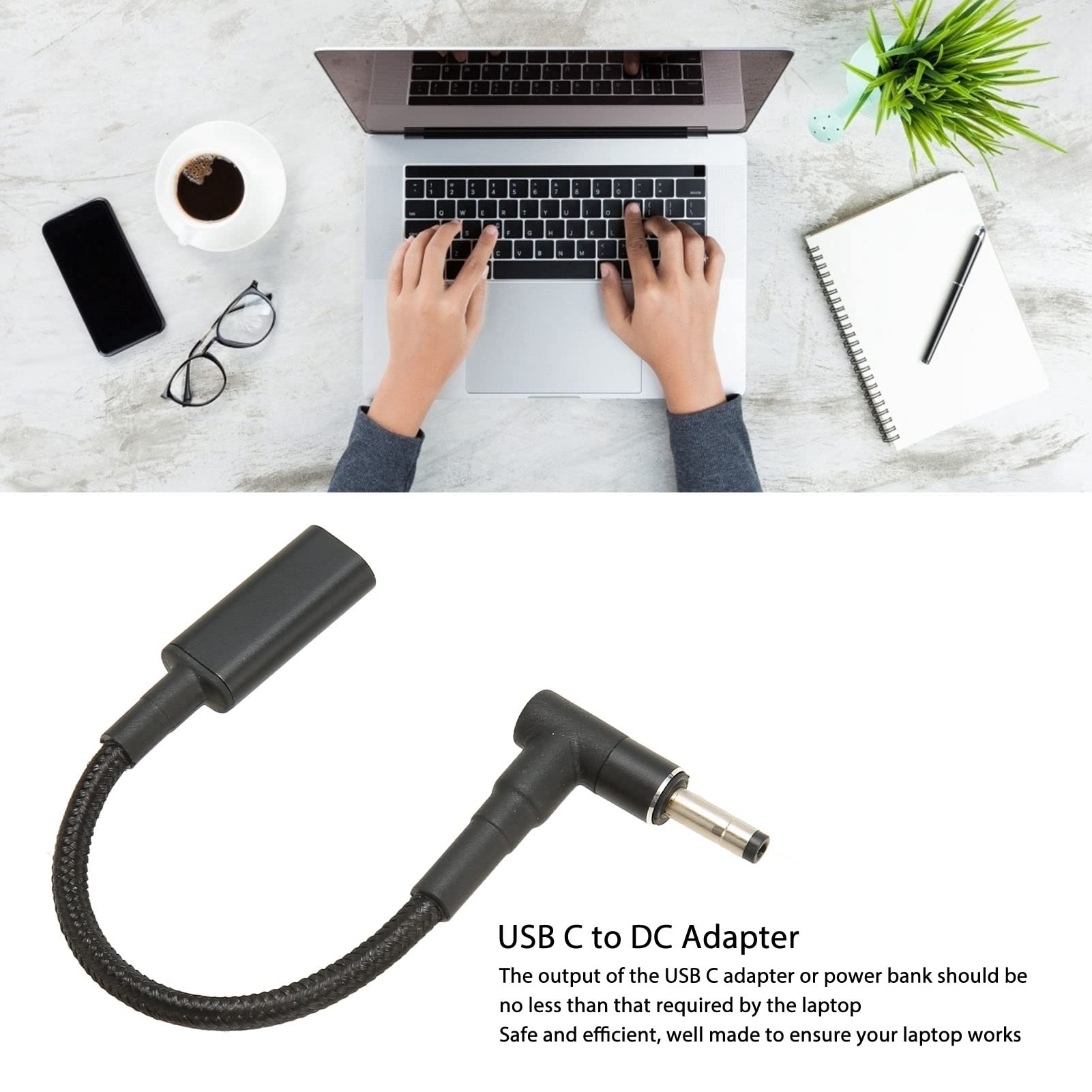 USB C Female to 4.0x1.7mm DC Male Adapter with Dual PD EMARK Chips - Fast Charging for Laptops, Tablets & PD Devices - Perfect for Travel, Office & Home Use