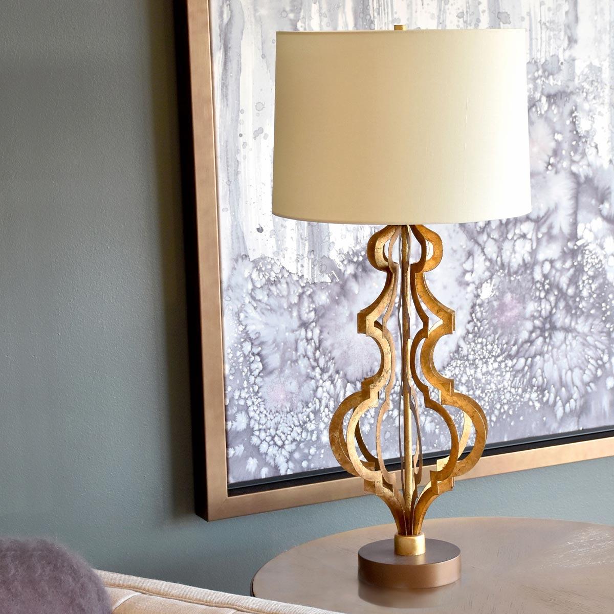 Gilded Nola Octavia 1 Light Table Lamp in Distressed Gold Finish - Perfect for Bedside, Living Room, and Office Decor