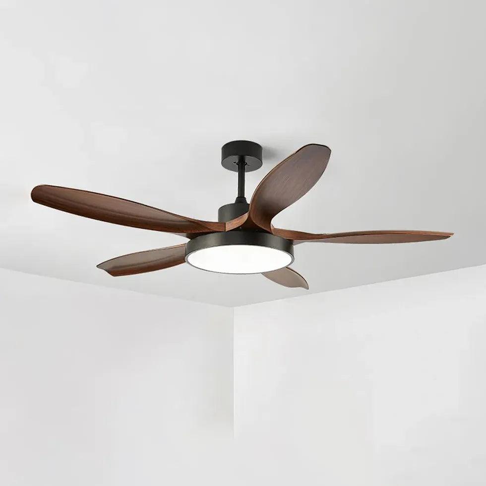 Starfish Simplicity Wooden Ceiling Fan with Light Kit - Modern 5 Blade Wood Fan with LED Light - Perfect for Bedroom, Living Room, and Patio