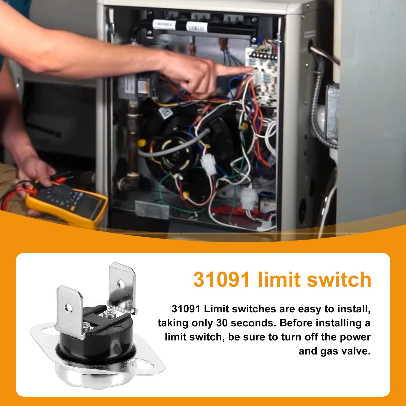 Atwood Dometic RV Furnace Limit Switch Replacement 190℉ High Temperature Safety Switch (2-Pack) - Compatible with RV Furnaces for Overheat Protection