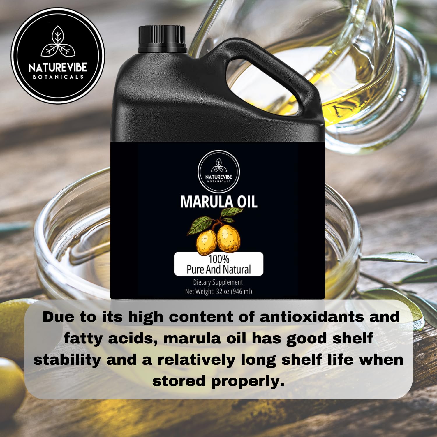 Naturevibe Botanicals Organic Marula Oil & Black Seed Oil Combo - 32oz Each | Cold-Pressed, Unrefined for Hair, Skin & Face Care | Perfect for DIY Beauty, Massage & Aromatherapy