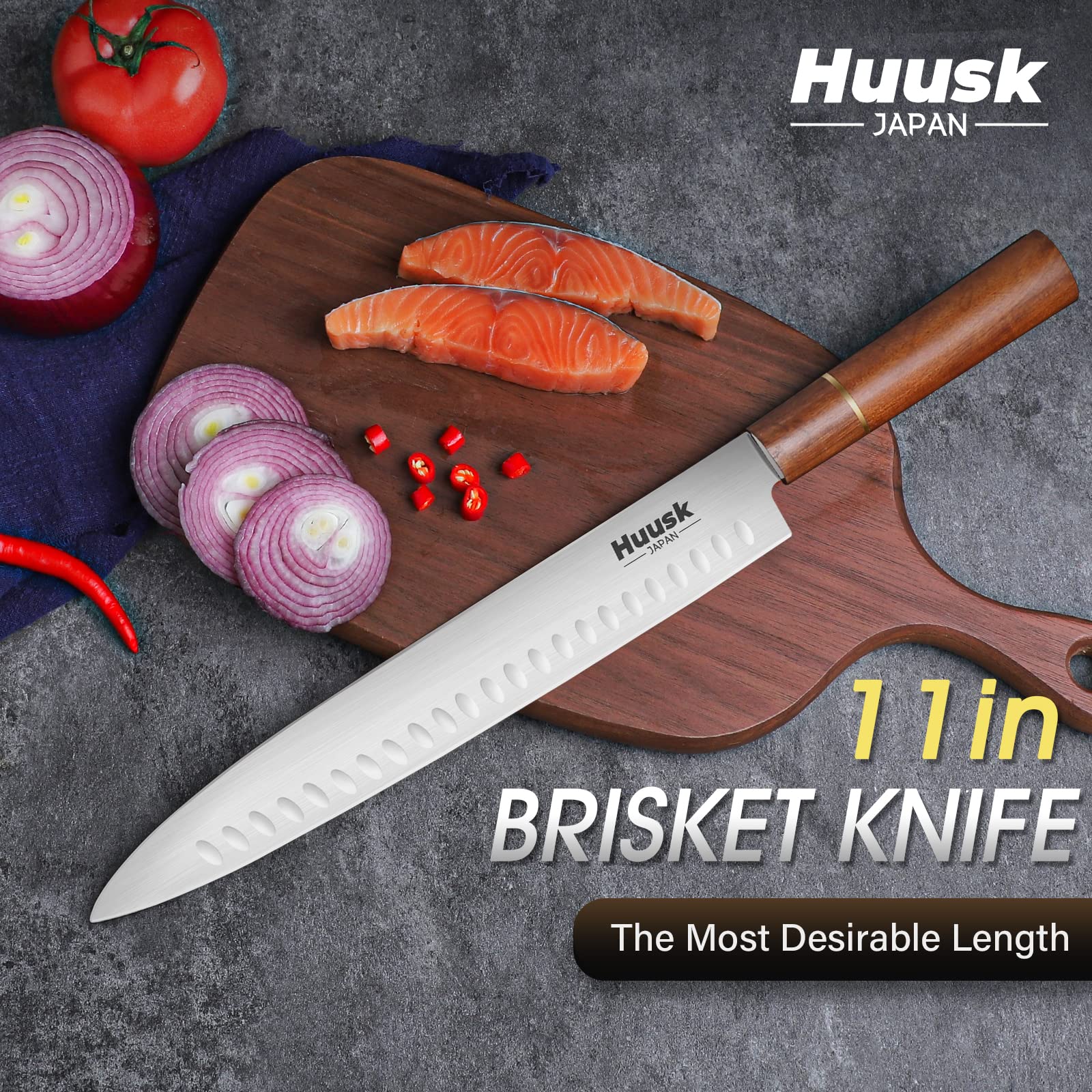 Premium Japanese Huusk Knives - High-Carbon Steel Brisket Carving Knife for Meat Slicing, BBQ & Turkey - Professional Butcher Breaking Knife for Rib Roast & Meat Trimming - Perfect Valentine's Day Gift for Chefs & Grill Masters