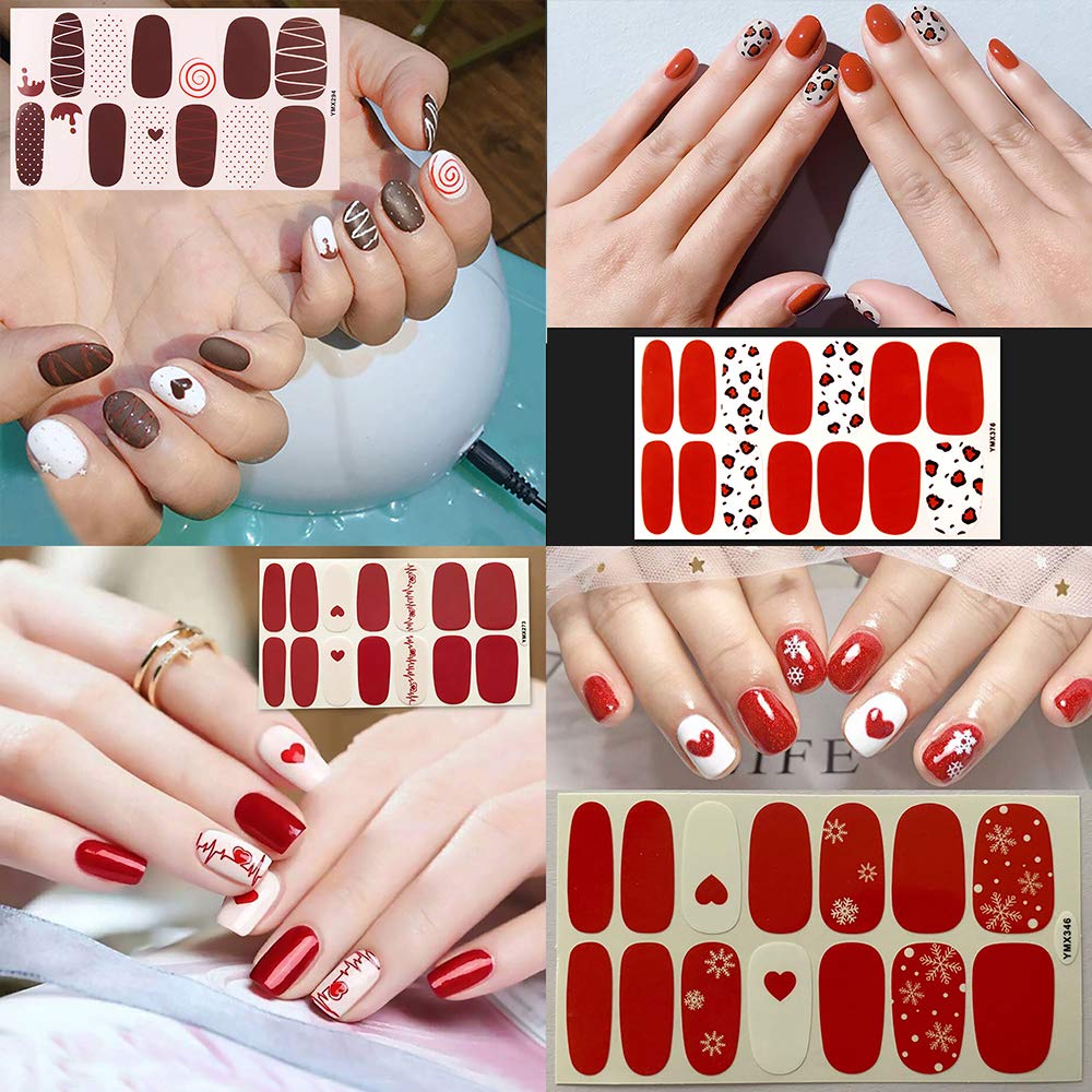 14 Sheets Valentine's Day Nail Polish Strips - Full Nail Wraps & Adhesive Stickers for Women with Nail File | Easy DIY Manicure for Parties, Weddings & Special Occasions