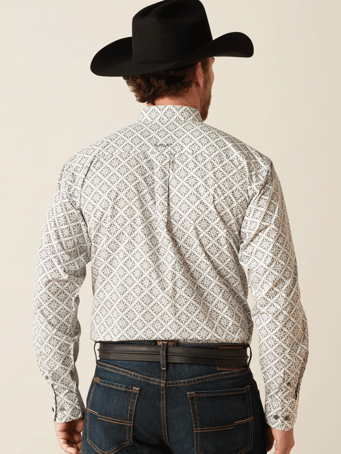 Ariat Men's Jagger Classic Fit Shirt - White | Comfortable Western Style Long Sleeve Button Down for Casual Wear & Outdoor Activities
