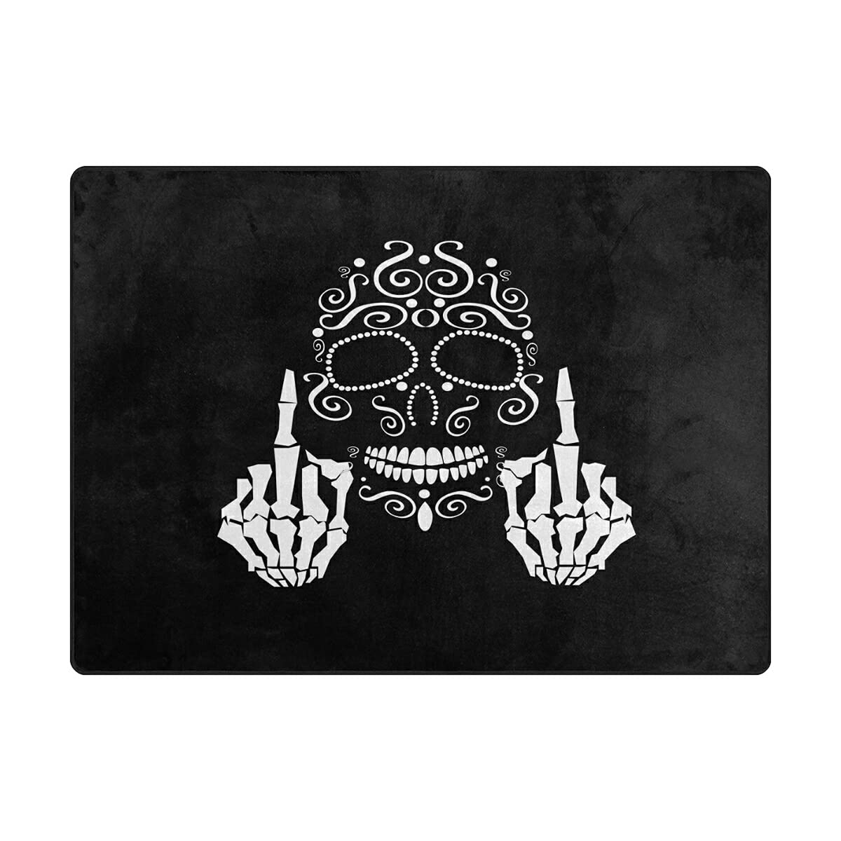 ALAZA Sugar Skull Middle Finger Black Area Rug 5'3