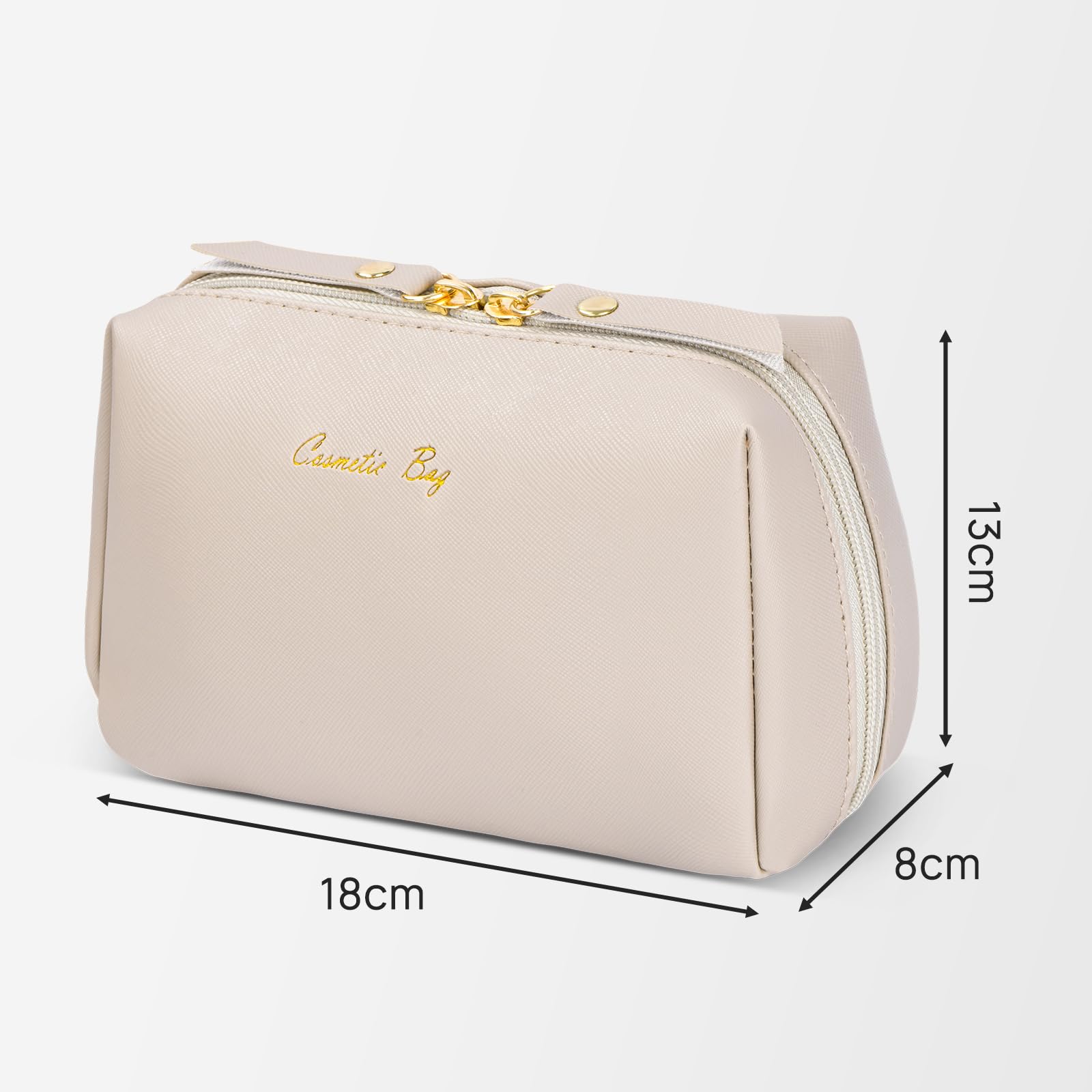 Topwey Waterproof Makeup Bag for Women - Travel Cosmetic Organizer with Divider, Portable Toiletry Pouch for Daily Use & Vacation (Khaki, Small) - Perfect for Gym, Work, Weekend Getaways & Air Travel