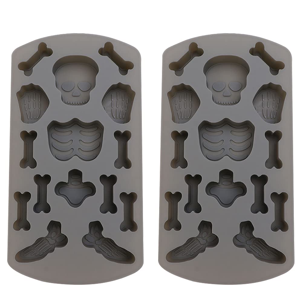 2-Pack Silicone Human Skeleton Cake Molds - Halloween Baking Molds for Cookies, Candy & Cupcakes - Reusable Skull-Shaped Biscuit Stamps - Perfect for Halloween Parties, DIY Desserts & Spooky Treats