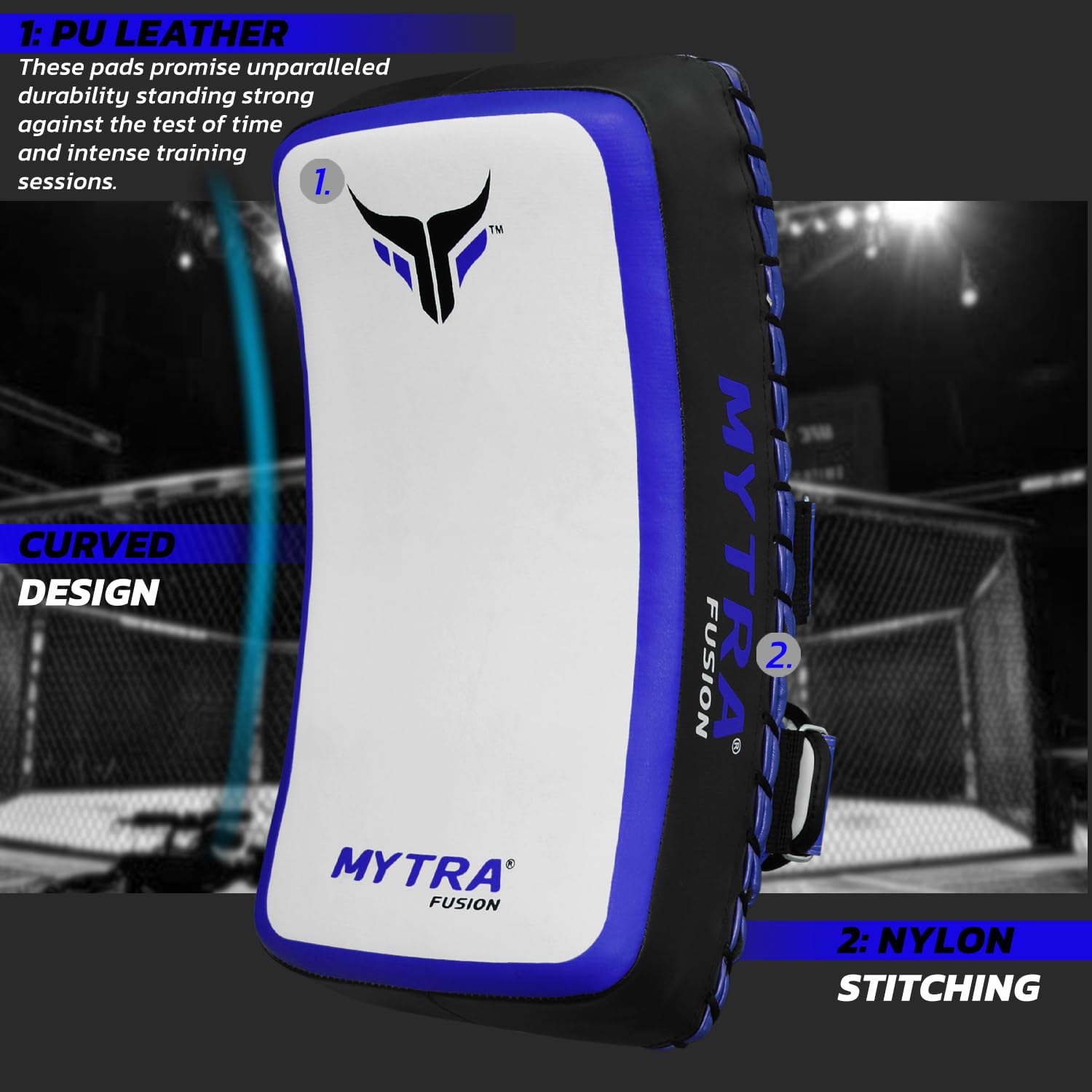 Mytra Fusion Muay Thai Pads - Curved Punching Pads for Boxing, Kickboxing, MMA & Martial Arts Training - Perfect for Home Gym, Combat Sports & Fitness Workouts