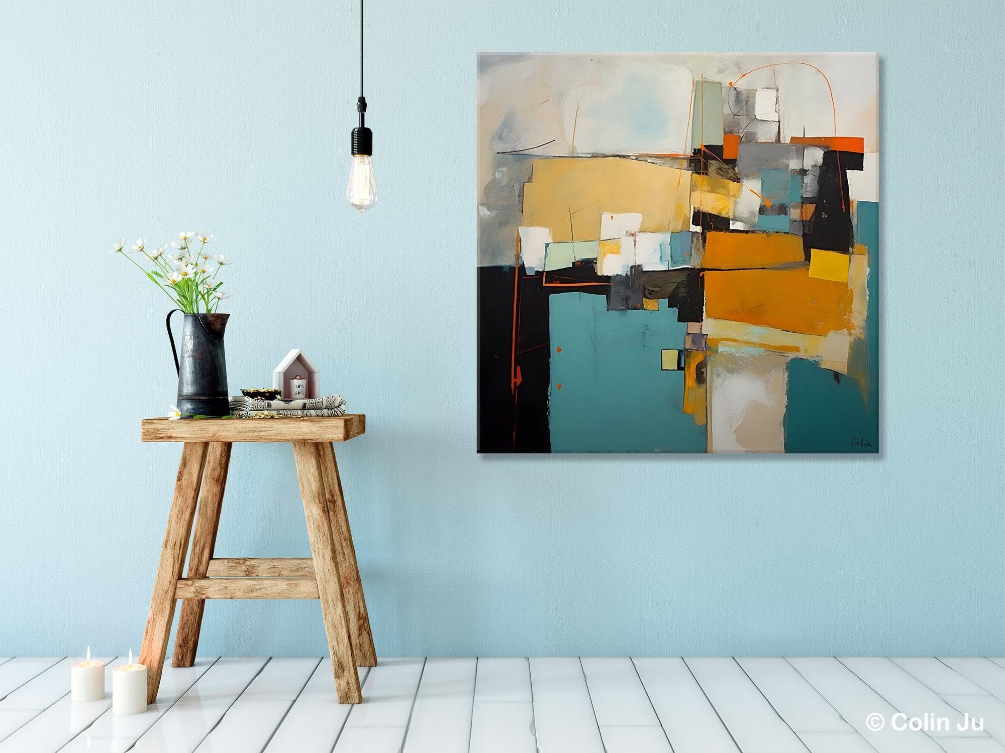 Modern Abstract Canvas Wall Art for Living Room - Extra Large Acrylic Painting - Handmade Contemporary Home Decor - Perfect for Bedroom, Office & Lounge Areas