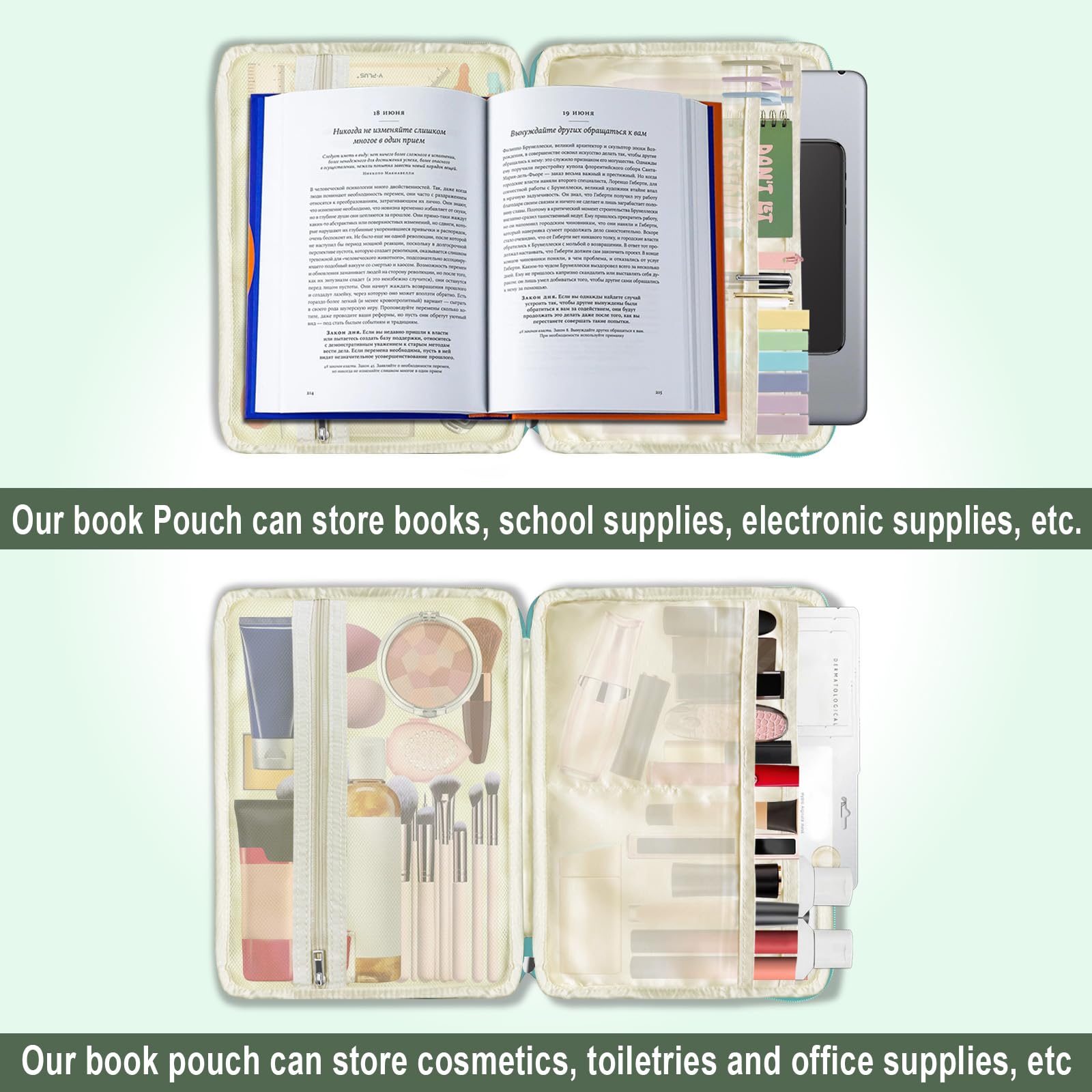 Waterproof PU Leather Book Sleeve with Zipper - 12.6