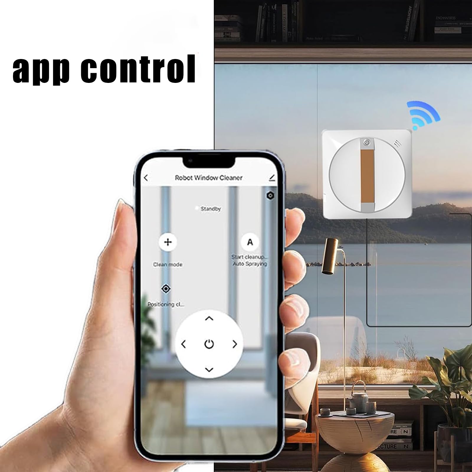 Electric Window Cleaning Robot Kit with Two-Way Water Spray & 2500PA Suction - Smart High-Rise Outdoor Window Cleaner for Home & Office Use