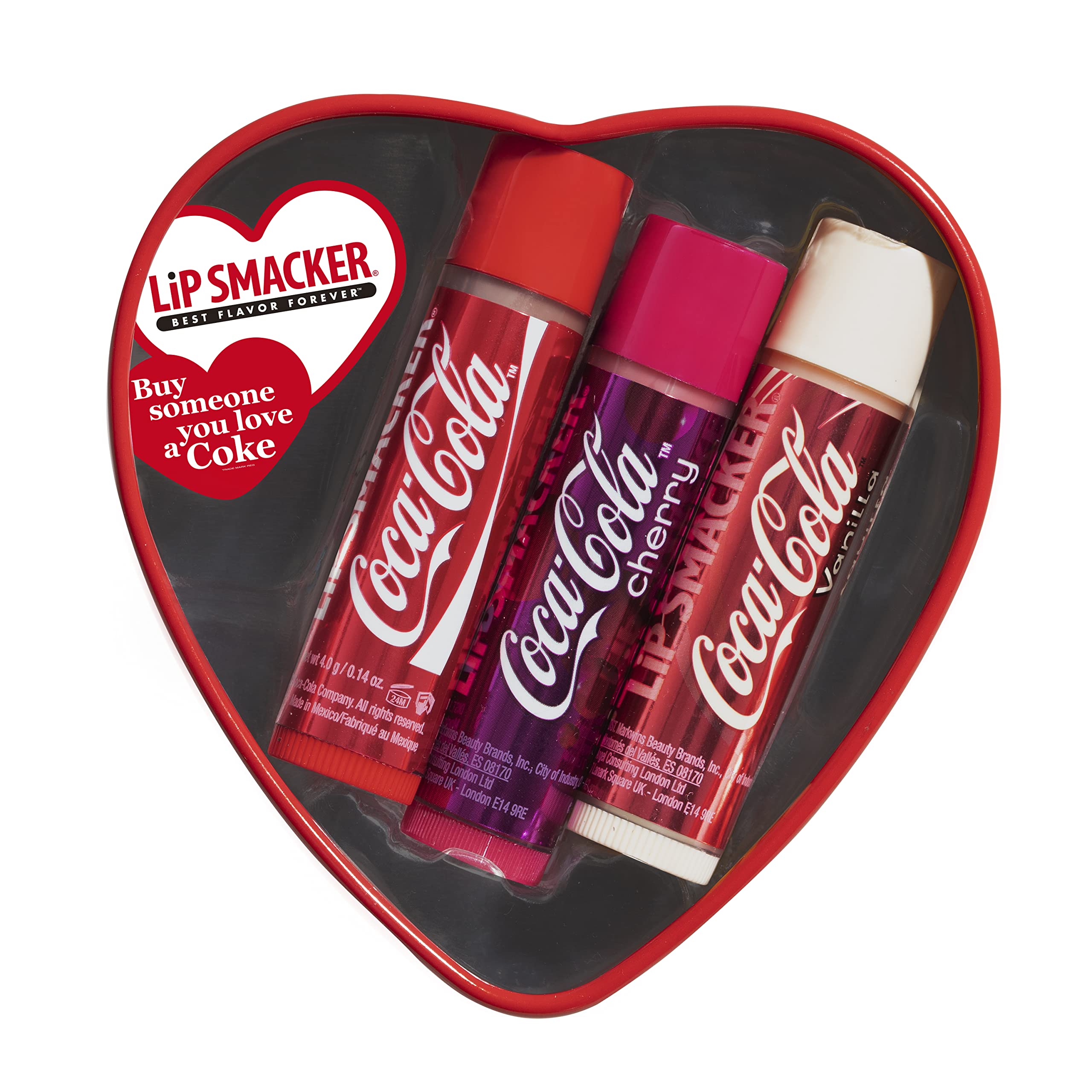 Lip Smacker Valentine's Day Collection - Coca-Cola Flavored Lip Balm Tin Set (3 Pack) for Smooth, Moisturized Lips | Perfect Gift for Her, Stocking Stuffer, Party Favor & Everyday Lip Care
