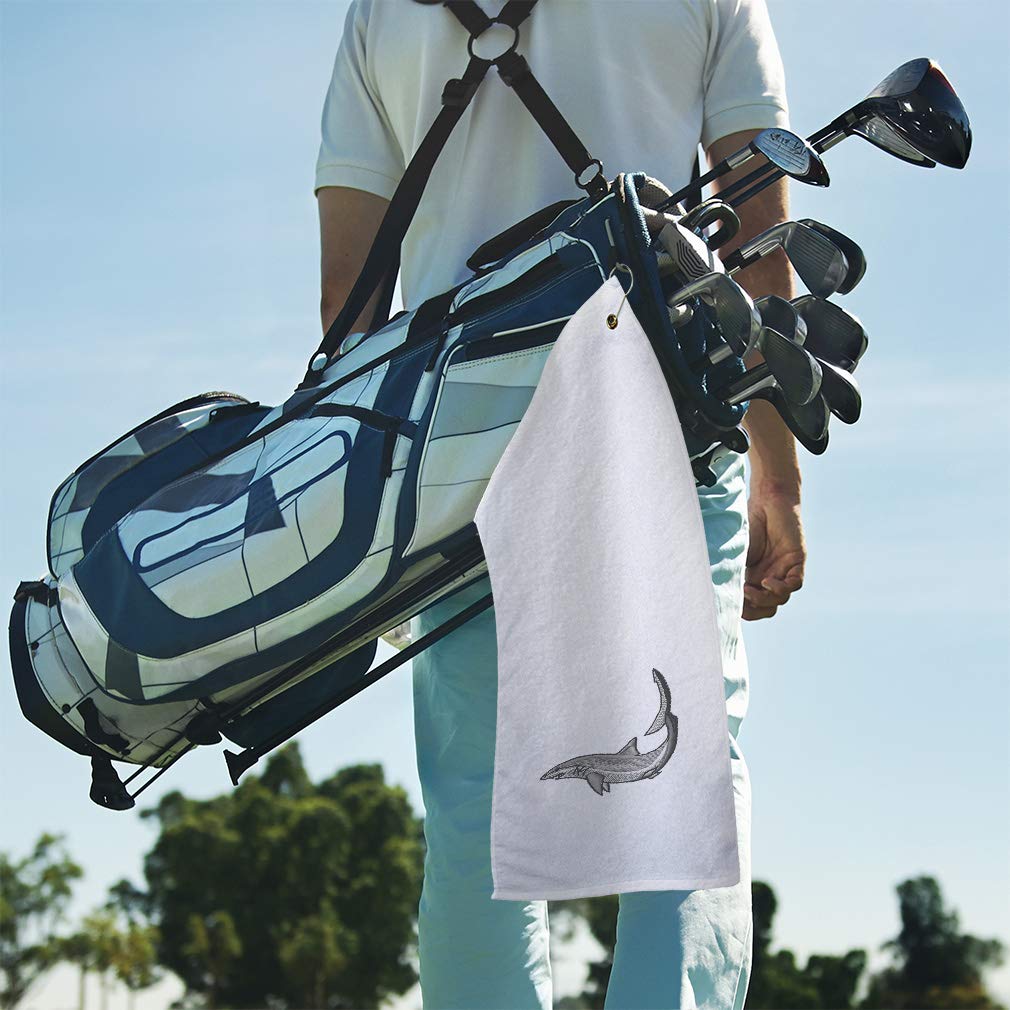 Premium Mako Shark Print Golf Towel with Cotton Bag - Soft & Absorbent for Golfers | Perfect for Golf Courses, Driving Ranges & Sports Accessories