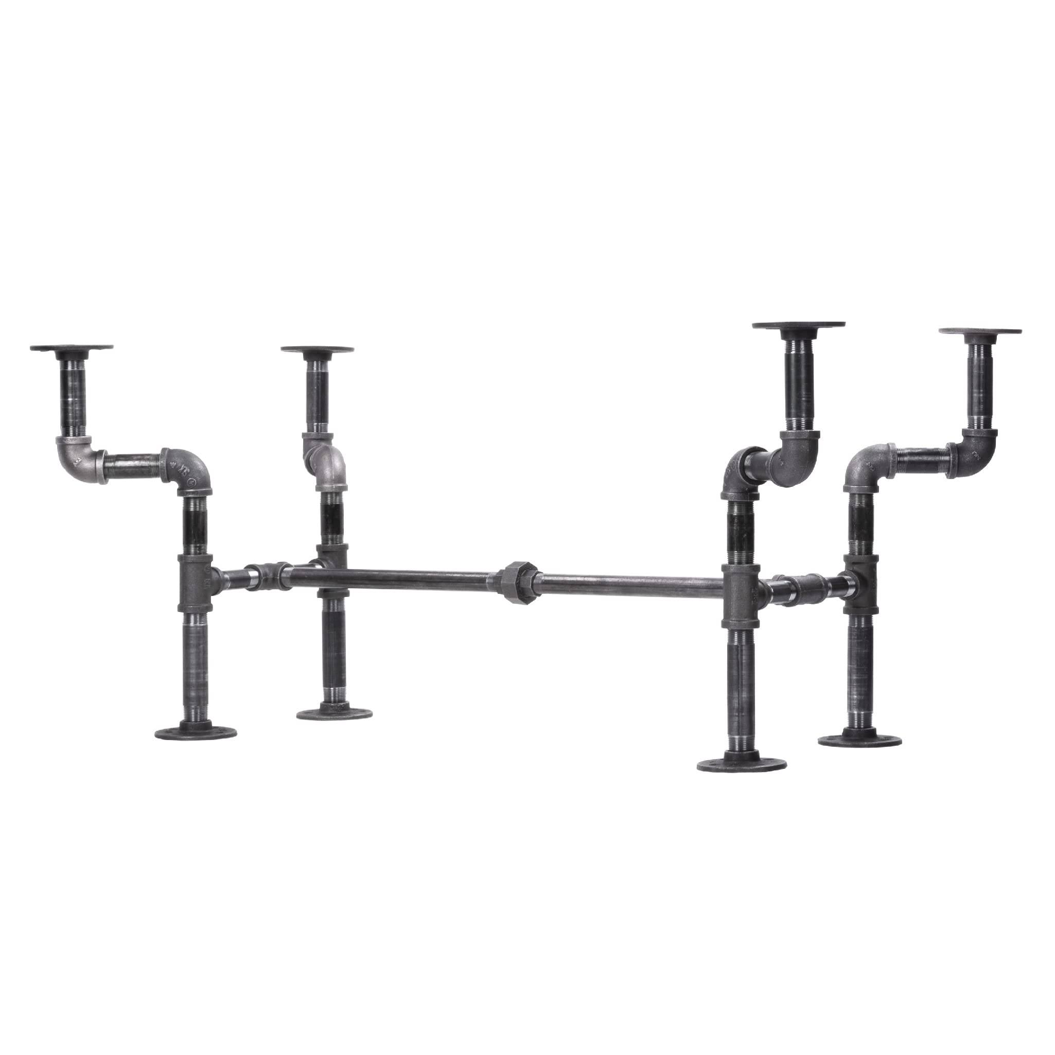 Rustic Industrial Coffee Table Leg Set - Heavy Duty Dark Grey Black Pipe Base Kit for Living Room & Office Furniture - Streetlights Design - Perfect for DIY Home Decor and Industrial Style Tables