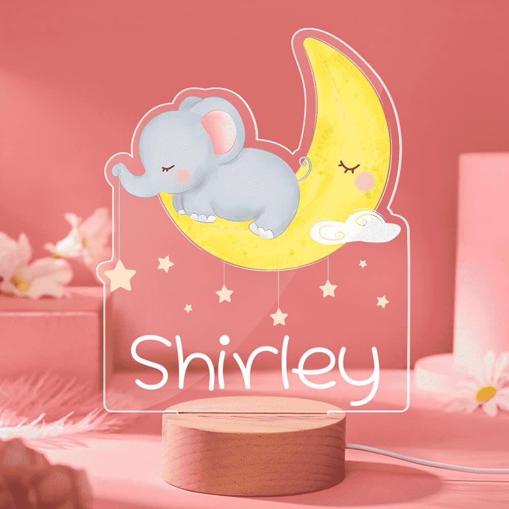 Personalized Engraved LED Elephant Night Light - Custom Name Desk Lamp for Girls & Boys Room Decor | Perfect Gift for Birthday, Christmas, Kids Bedroom, Nursery & Sleep Aid