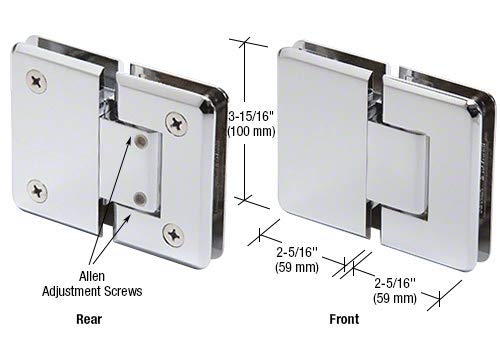 CRL Chrome Cologne 380 Series Adjustable 180° Glass-to-Glass Hinge | C0L380CH by C.R. Laurence | Perfect for Shower Doors, Glass Cabinets & Room Dividers