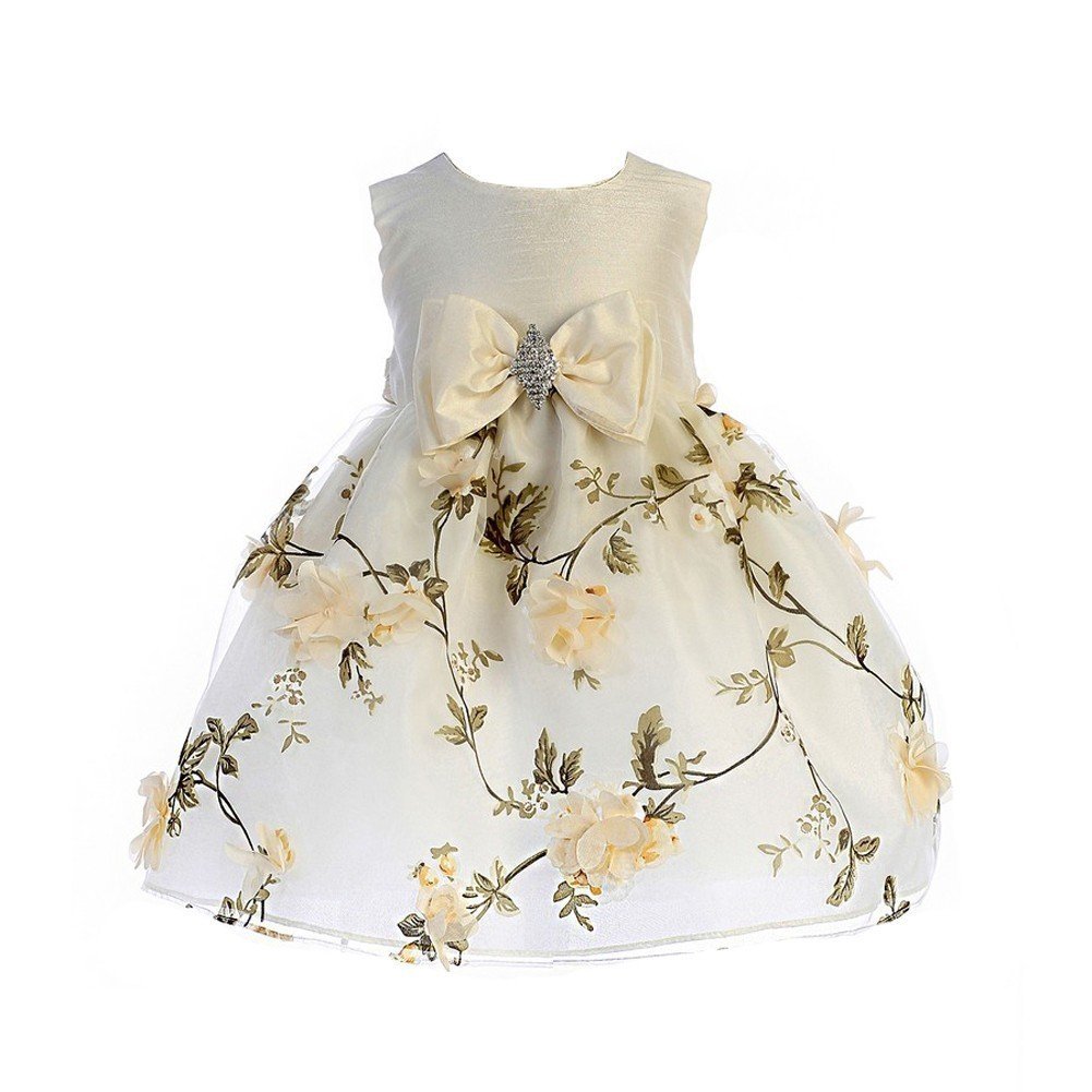 Ivory Floral Print Easter Flower Girl Dress for Baby Girls 6-24 Months | Crayon Kids | Perfect for Easter, Weddings, Baptisms & Special Occasions