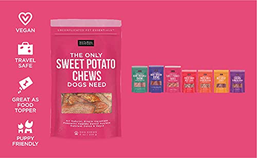 Natural Rapport Sweet Potato Chew Dog Treats - 100% Dehydrated, All-Natural, Grain-Free Dog Chews (8 oz) - Perfect for Training, Dental Health & Long-Lasting Chewing Satisfaction