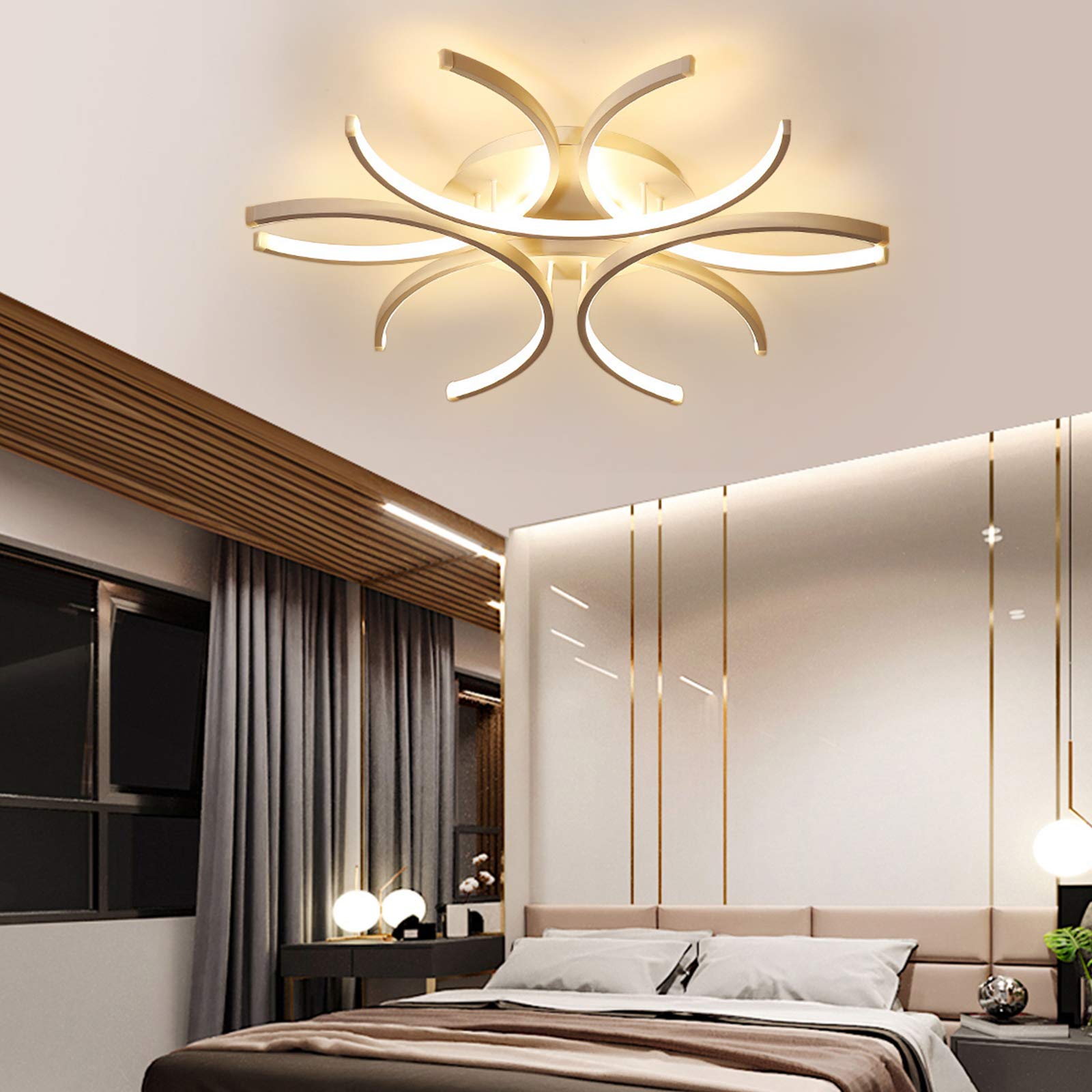 Modern LED Flower Chandelier Ceiling Light with Remote Control - 3 Dimmable Lights, Metal & Plastic Pendant Fixture for Kitchen Island, Dining Room, Living Room | Elegant Flush Mount Lighting for Home Decor & Romantic Ambiance