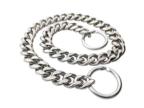 Heavy Duty Silver Dog Choker Collar - 16 18 20 22 24 26 Inch Adjustable Training Chain for Large Dogs | Cuban Link Necklace Style Pet Collar | Perfect for Obedience Training & Daily Walks (20 Inch, Silver)