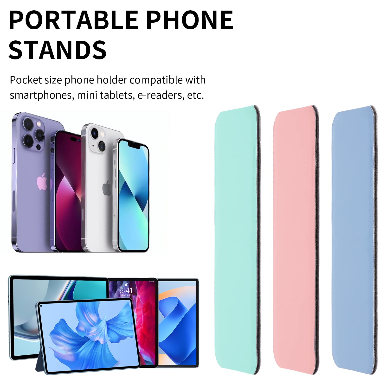 3 Pack Cobee Multi-Angle Phone Kickstand - Ultra Slim Adhesive Phone Stand for iPhone, Samsung & Most Smartphones (Pink, Green, Blue) | Perfect for Watching Videos, Video Calls & Hands-Free Viewing