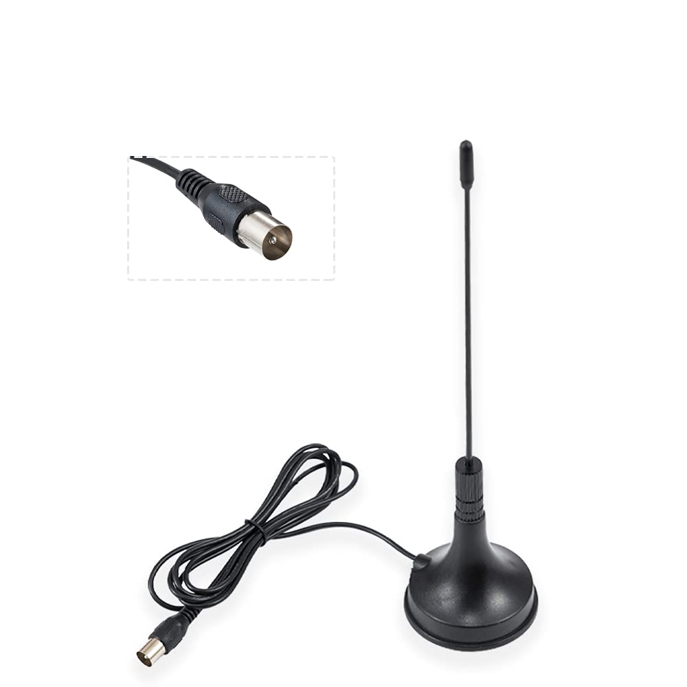 5dBi Indoor Digital HDTV Antenna with Magnetic Base - VHF UHF Mini TV Antenna for Smart TV, DVD, LCD TV & DVB-T Devices - 1.5m RG174 Coax Cable - Perfect for Home, Office & RV Entertainment