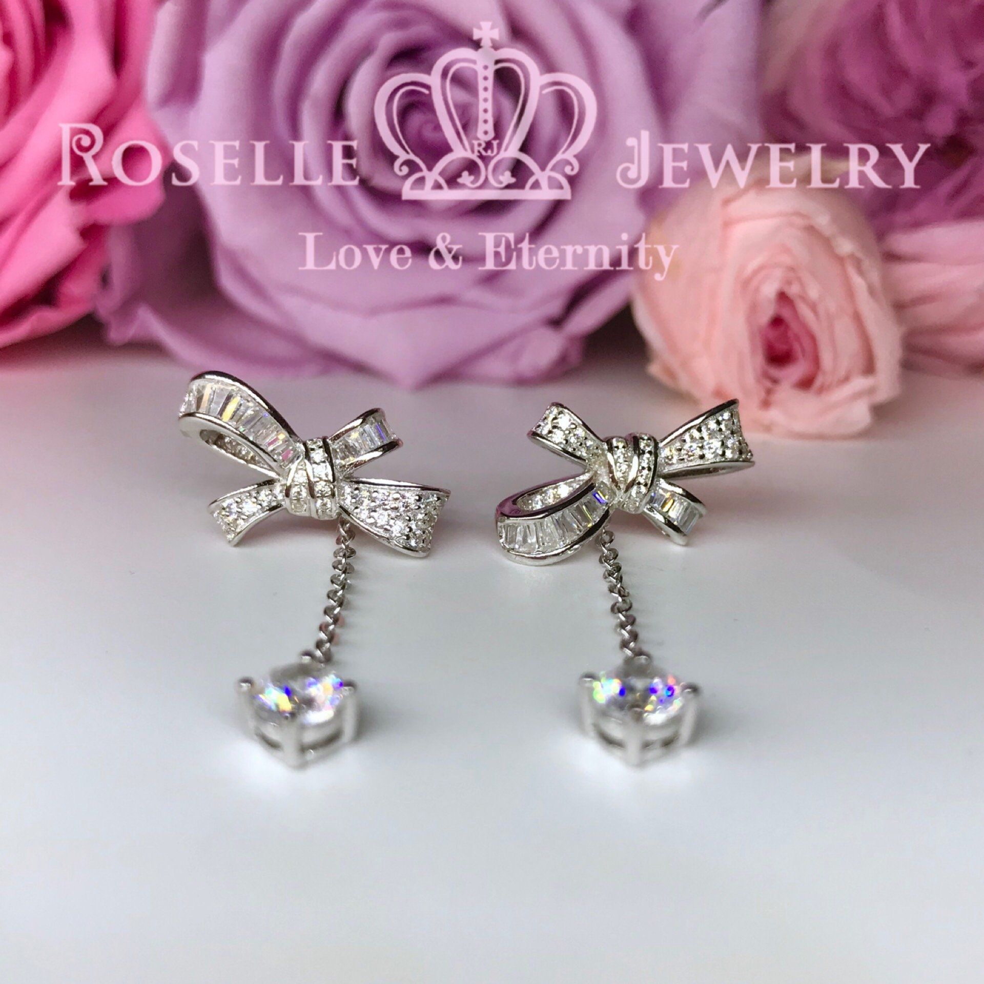 Stylish Detachable Ribbon Drop Earrings DE11 - Elegant Dangle Earrings for Women, Perfect for Parties, Weddings & Special Occasions