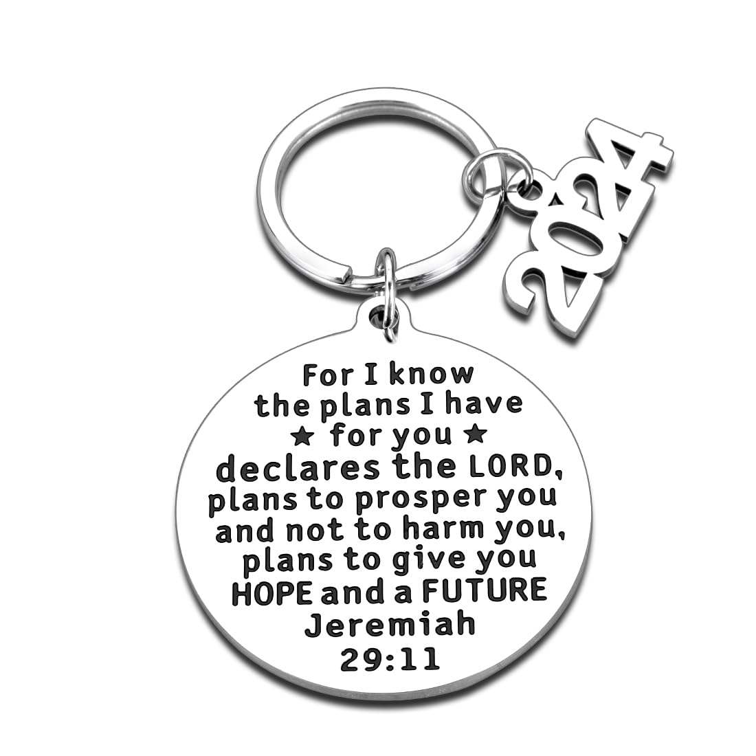 2024 Graduation Keychain for Women & Men - Inspirational Bible Verse Gift for College, High School, Medical Graduates - Perfect for Students, Nurses, Friends, Daughter & Son - Ideal for Commencement, Congratulations & Daily Motivation