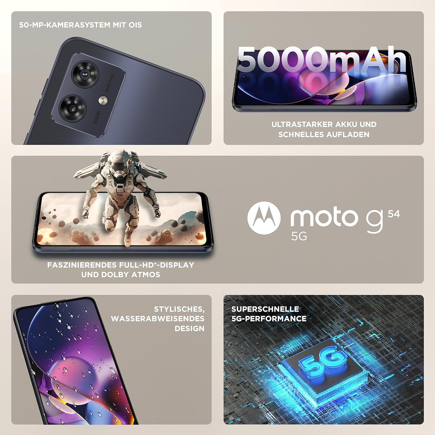 Unlocked Moto G54 5G Smartphone (256GB, 8GB RAM) - 6.5